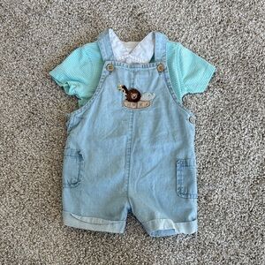 Good Lad Light Blue Overalls with Animal Design